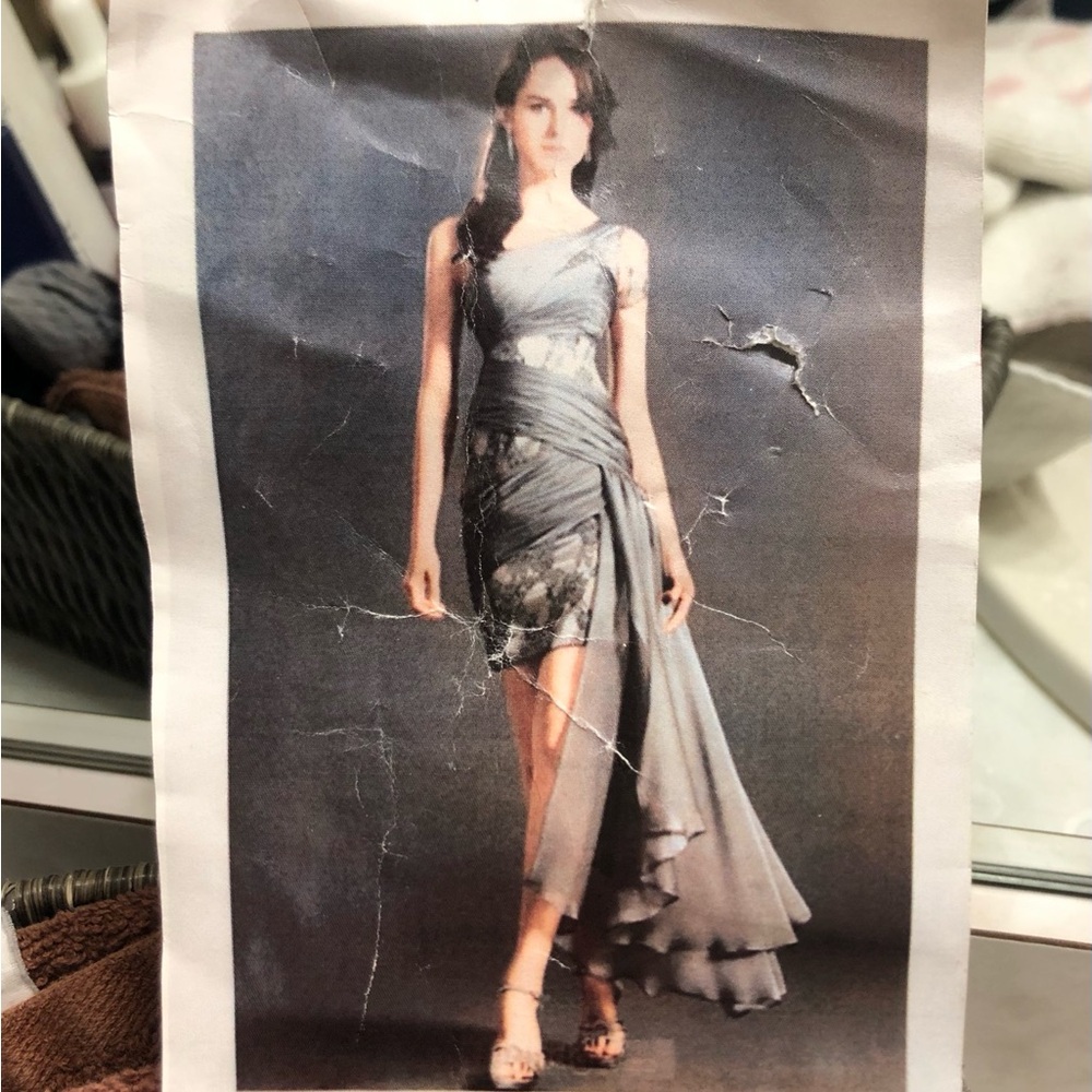 Dramatic Chocolate-Brown Beaded Bollywood Dress - 1 Shoulder, Side Train (S/4-6)